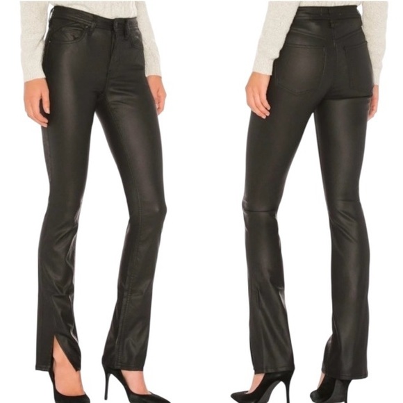 Free People We The Free Spellbound Coated Black Faux Leather Pants Size 27 - Picture 1 of 10